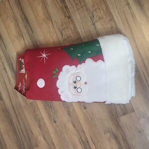 RED SHED Red White 48" Whimsical Santa Reindeer Felt & Faux Fur Tree Skirt